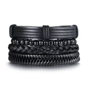 COOL - VALÓDI BŐR FÉRFI KARKÖTŐ SZETT - FEKETE GOLYÓKKAL