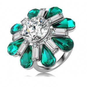 "ZÖLD VIRÁG" - SWAROVSKI KRISTÁLYOS DIVATGYŰRŰ