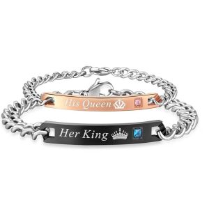"HER KING – HIS QUEEN” páros nemesacél karkötő