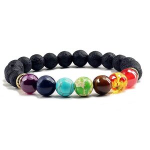 7 CSAKRA - TERMÉSZETES KŐBŐL FŰZÖTT ÁSVÁNY KARKÖTŐ - LÁVAKŐ