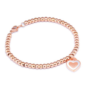 GYÖNGYHÁZBETÉTES SZÍV - acél karkötő