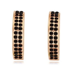 APRÓ KÖVEK - FEKETE -SWAROVSKI KRISTÁLYOS - FÜLBEVALÓ