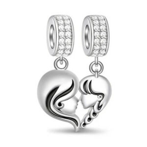 PANDORA STÍLUSÚ DUPLA EZÜST CHARM - ANYA-LÁNYA