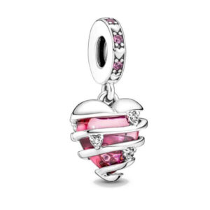 PANDORA STÍLUSÚ EZÜST CHARM - KETRECBE ZÁRT SZÍVEM